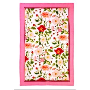 Traditional Rose Linen Tea Towel